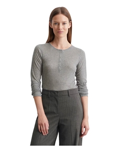 Женская футболка в рубчик на пуговицах, серый Marc o'polo