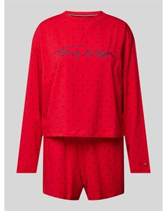 Пижама с этикеткой и принтом, красный Tommy hilfiger