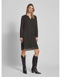 Платье длиной до колена с туникообразным воротником, черный Comma,