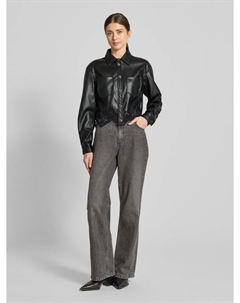 Блузка свободного кроя из искусственной кожи, модель «CLOTHILDE», черный Guess