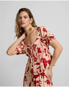 Женская блузка со сборками и красным цветочным принтом, красный Silbon