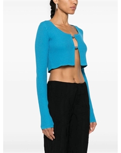 Укороченный кардиган в рубчик, синий Blumarine