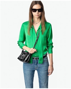 Женская рубашка с длинным рукавом из атласа тульба, зеленый Zadig&voltaire