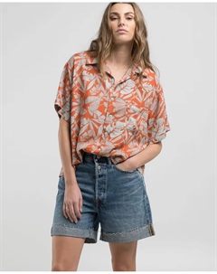 Женская рубашка с короткими рукавами и цветочным принтом, оранжевый Replay