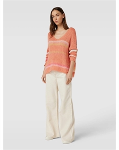 Вязаный свитер с полосатым узором, светло-оранжевый Miss goodlife