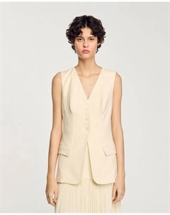 Женский блейзер без рукавов с застежкой на пуговицы, белый Sandro