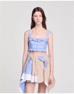 Женский полосатый укороченный топ, синий Sandro