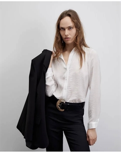 Однотонная атласная рубашка, белый Сфера