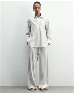 Тканая рубашка в полоску, коричневый Сфера