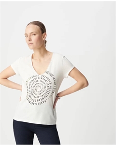 Женская футболка с короткими рукавами и V-образным вырезом, белый Ikks