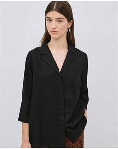 Женская рубашка из тенселя с воротником на лацканах, чёрный Yerse