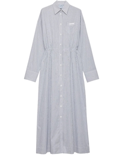 Поплиновое платье в полоску, синий Prada