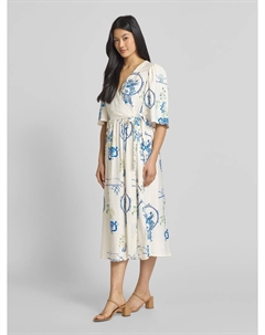 Платье-халат из смеси вискозы и льна, модель «ЛЮСИ», кремовый Ichi