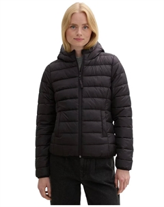 Женский пуховик с капюшоном и застежкой-молнией, чёрный Tom tailor