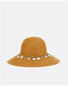 Женская шапка из рафии с шармами, цвет Marrón claro Guess