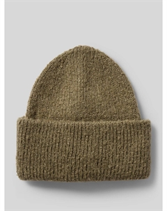 Шапка бини с широкими манжетами и эффектной пряжей, модель 'PYRON', оливковый Pieces