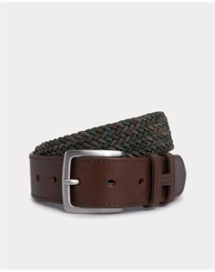 Двухцветный плетеный ремень с деталями из мужской кожи, бежевый Hackett