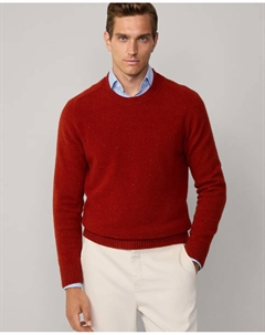 Мужской свитер с круглым вырезом из ткани Donegal, красный Hackett
