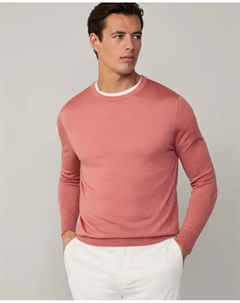 Мужской свитер с круглым вырезом и нашивками на локтях, оранжевый Hackett