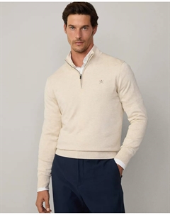 Мужской свитер с высоким воротом и вышитым логотипом, белый Hackett