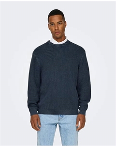 Мужской трикотажный свитер стандартного кроя, тёмно-синий Only & sons
