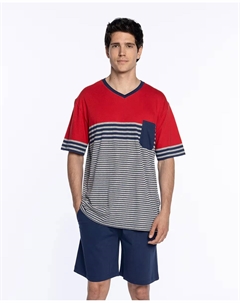 Мужская вязаная короткая пижама, тёмно-синий Punto blanco