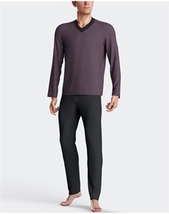 Мужская длинная вязаная пижама бордового цвета, пурпурный Impetus