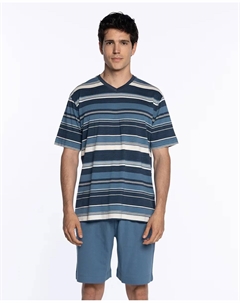 Мужская вязаная короткая пижама, тёмно-синий Punto blanco