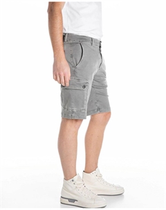 Мужские хлопковые шорты-карго с карманами, серый Replay