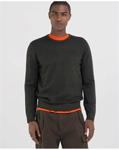 Мужской свитер с длинными рукавами и круглым вырезом, темно-зеленый Replay