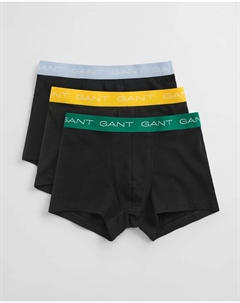 Набор из трех мужских хлопковых боксеров с эластичной талией, чёрный Gant