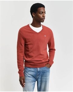Мужской шерстяной свитер с V-образным вырезом, красный Gant