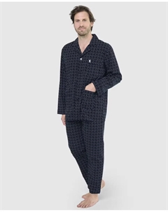 Мужская длинная пижама из синей ткани, белый El búho nocturno