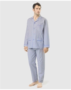 Мужская длинная белая тканевая пижама, голубой El búho nocturno