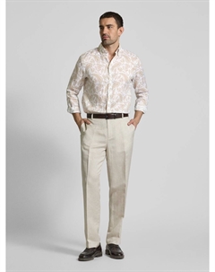 Льняная рубашка классического кроя с воротником на пуговицах, белый Christian berg men