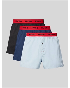 Боксеры с эластичным поясом и этикеткой в ​​упаковке 3 шт, синий Hugo