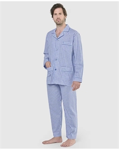 Мужская длинная пижама из синей ткани, голубой El búho nocturno