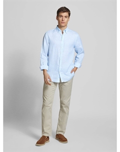 Льняная рубашка классического кроя с воротником на пуговицах, синий Christian berg men