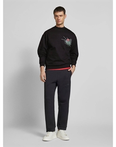 Свитшот с ребристыми манжетами модель «Derumkek», черный Hugo