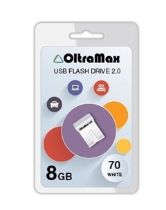 Накопитель USB 2.0 8GB OM-8GB-70-White 70, белый Oltramax