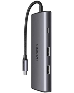 Разветвитель CM498 15531_ USB-C To HDMI+2*USB 3.2 A+ USB-C 3.2+SD/TF+PD, серый Ugreen
