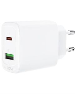 Зарядное устройство сетевое ACEFAST A25 двухпортовое, 20W, USB Type-C/USB Type-A, белое Acefast