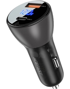 Зарядное устройство автомобильное ACEFAST B6 63W, USB Type-C/USB Type-A с цифровым дисплеем, чёрное/полупрозрачный чёрный Acefast