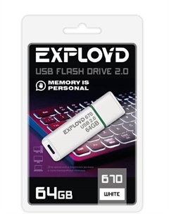 Накопитель USB 2.0 64GB EX-64GB-670-White 670 белый Exployd
