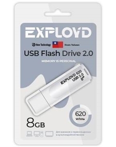 Накопитель USB 2.0 8GB EX-8GB-620-White 620 белый Exployd