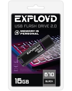 Накопитель USB 2.0 16GB EX-16GB-670-Black 670 чёрный Exployd