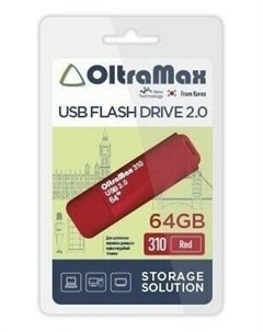 Накопитель USB 2.0 64GB OM-64GB-310-Red 310, красный Oltramax
