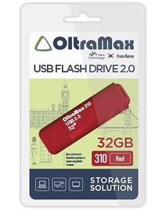 Накопитель USB 2.0 16GB OM-16GB-310-Red 310, красный Oltramax