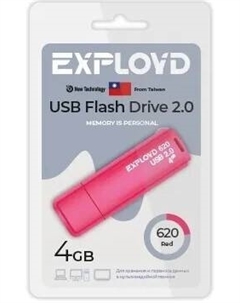 Накопитель USB 2.0 4GB EX-4GB-620-Red 620  красный Exployd