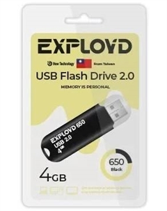 Накопитель USB 2.0 4GB EX-4GB-650-Black 650  чёрный Exployd